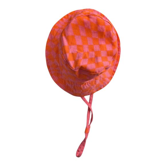 Baby Angel Bucket Hat Women's Reversible One Size Pink Check Drawstring Cotton - Picture 6 of 10